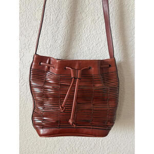 90s Leather Bucket Bag Valerie Stevens Brown